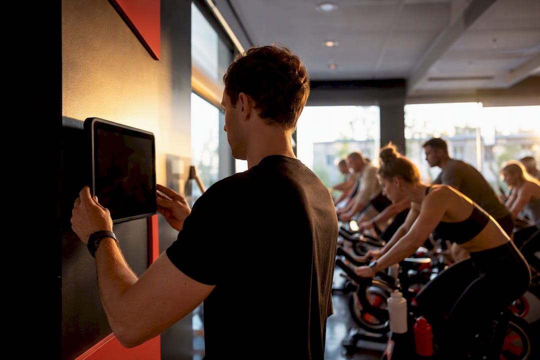 Instructor adjusting heart rate leaderboard