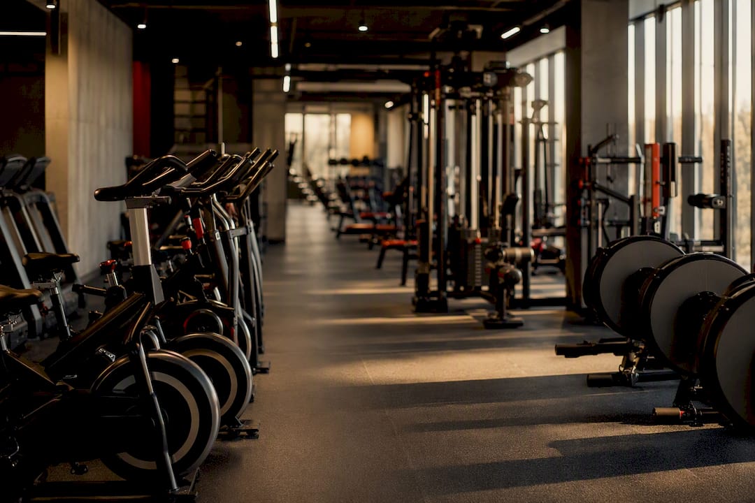 Empty gym with fitness machines