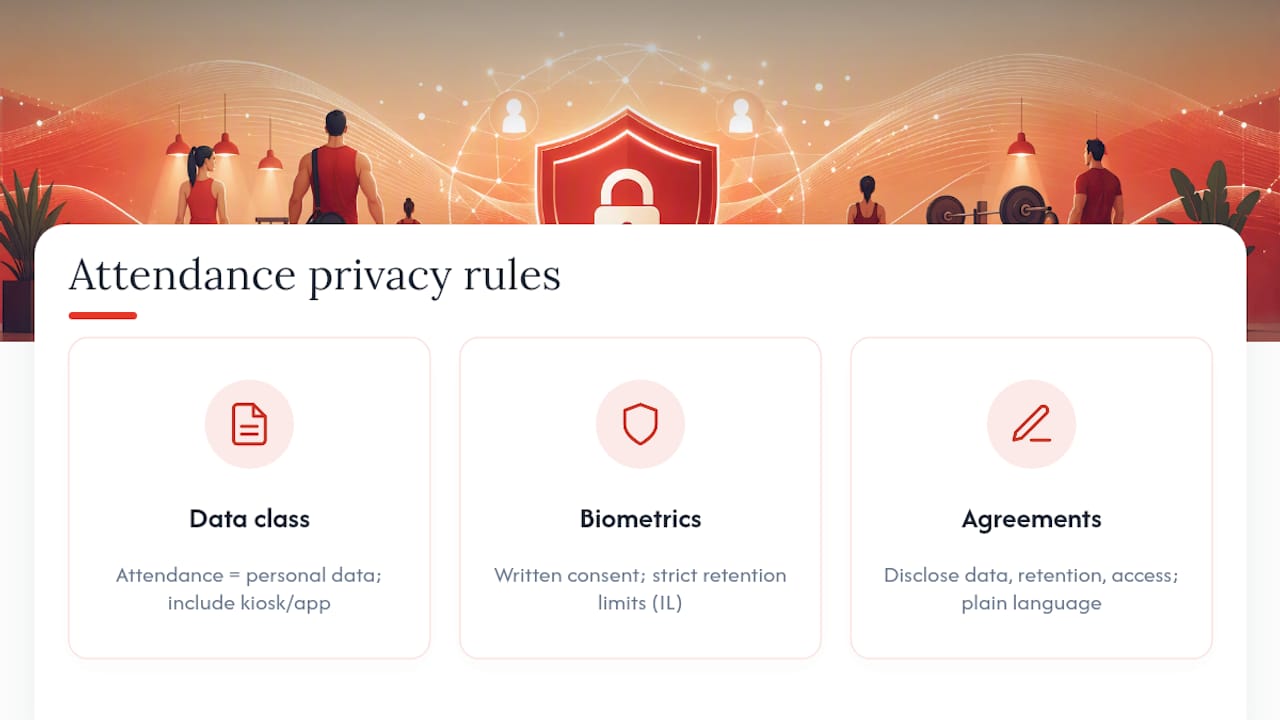 Diagram comparing gym attendance data privacy rules
