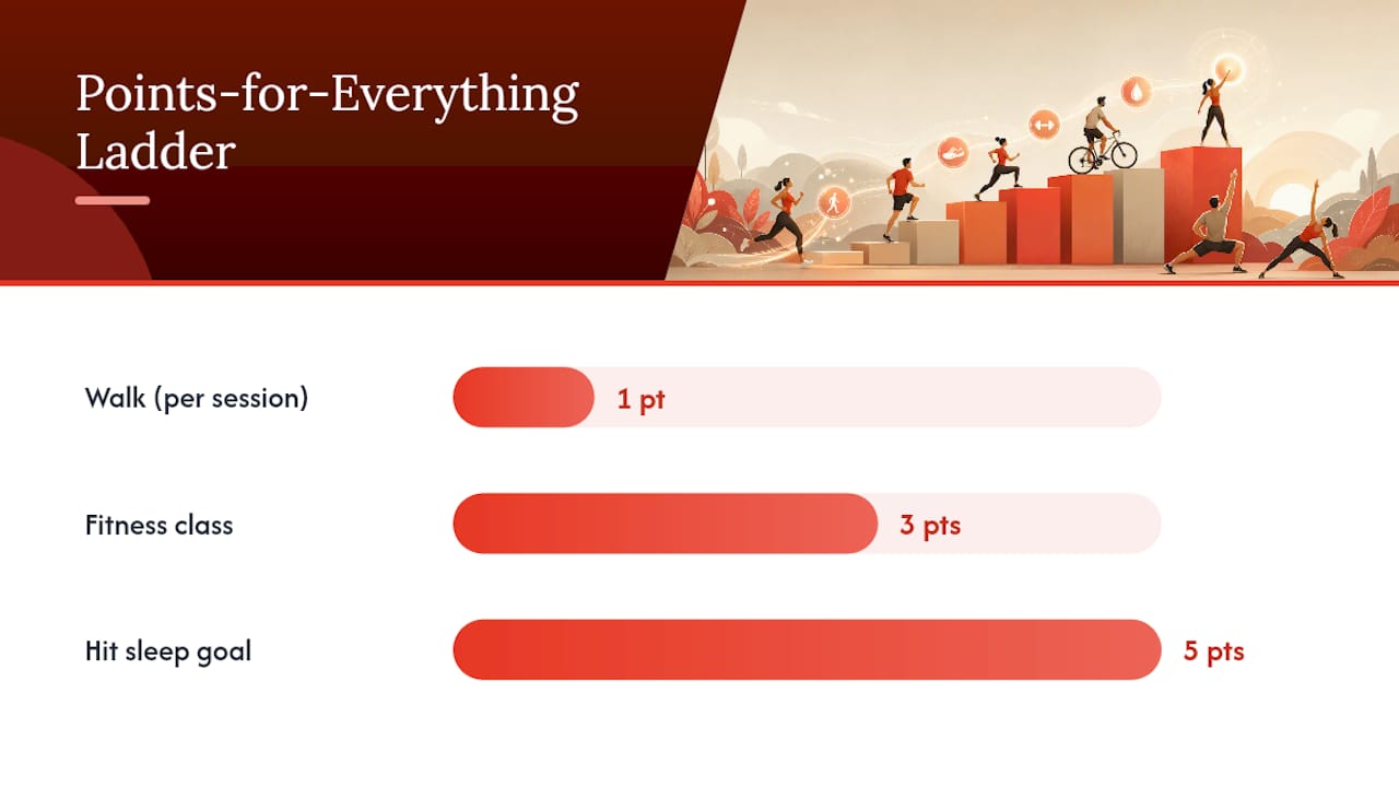 Points scoring breakdown for fitness activities