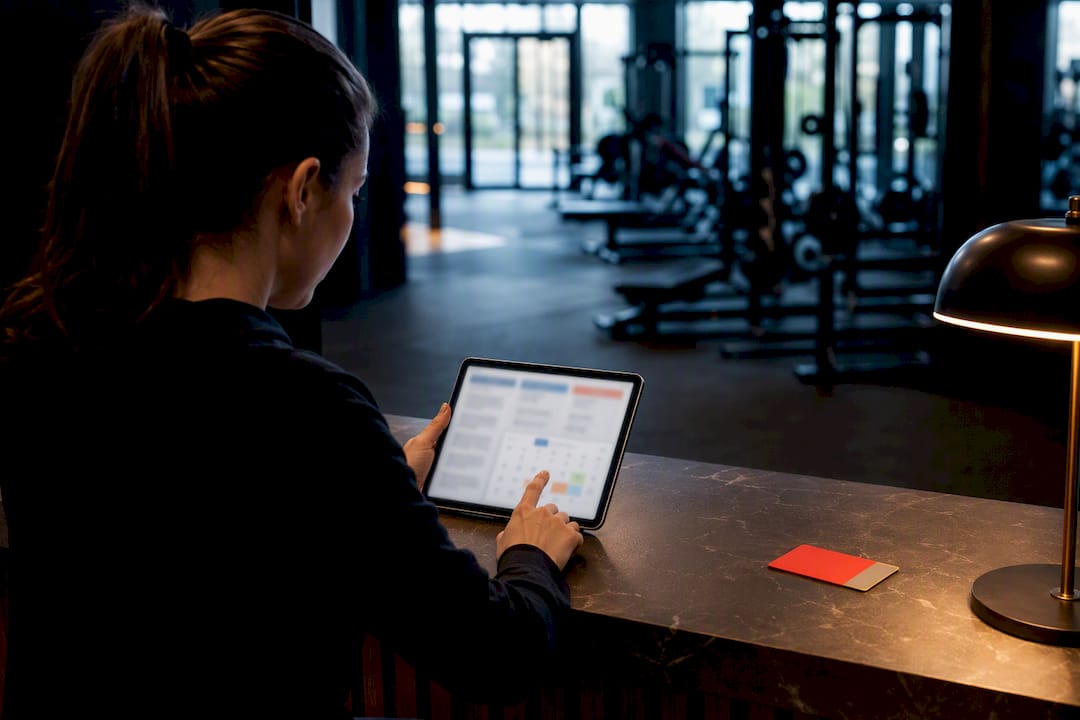 Gym coordinator updating lead follow-up workflow