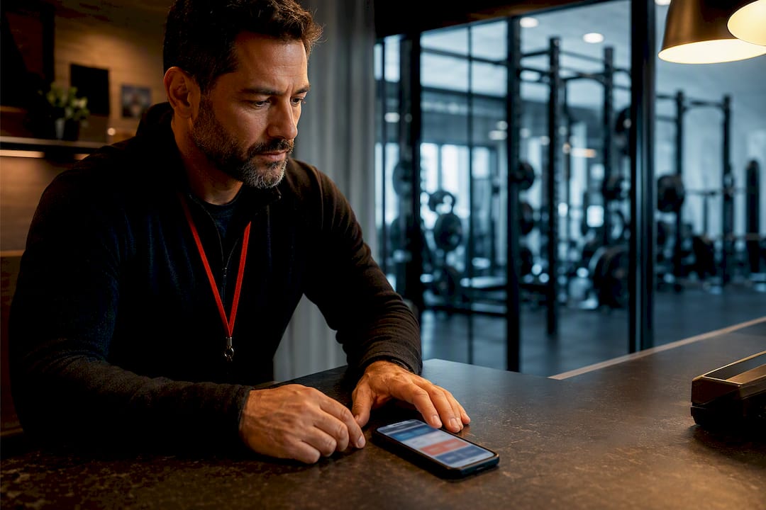 Gym owner reviewing recurring payment activity