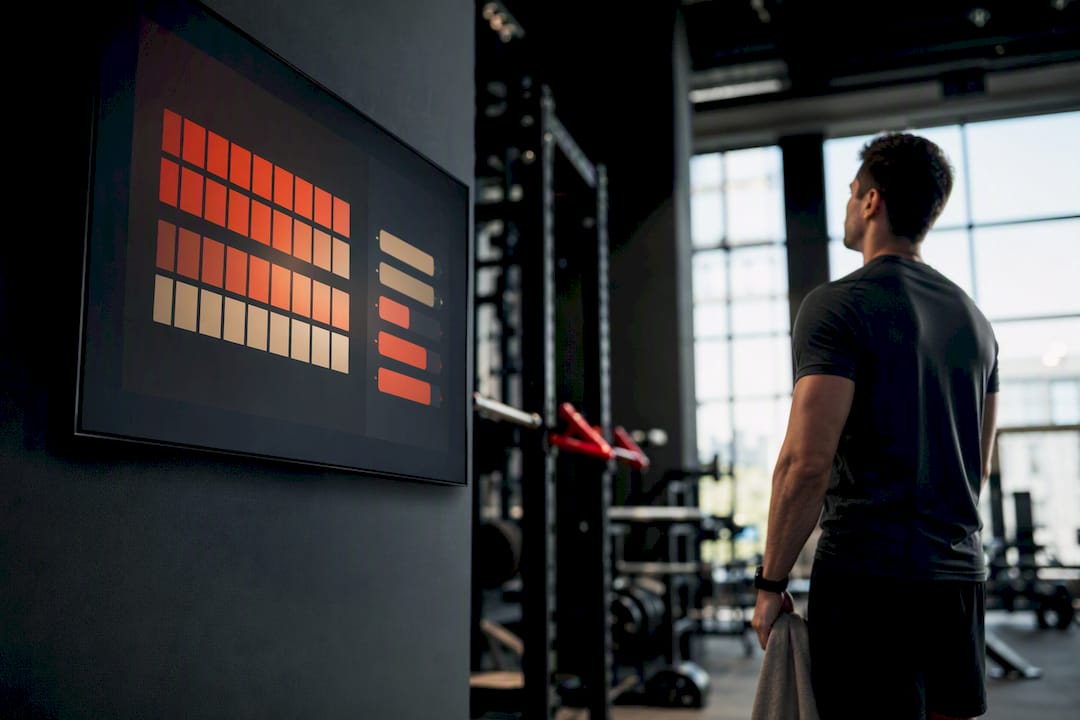 Gym display showing member streak analytics