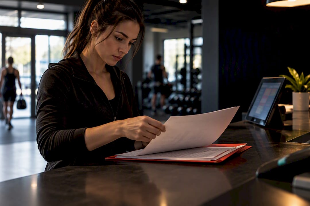 Gym manager assembling chargeback evidence