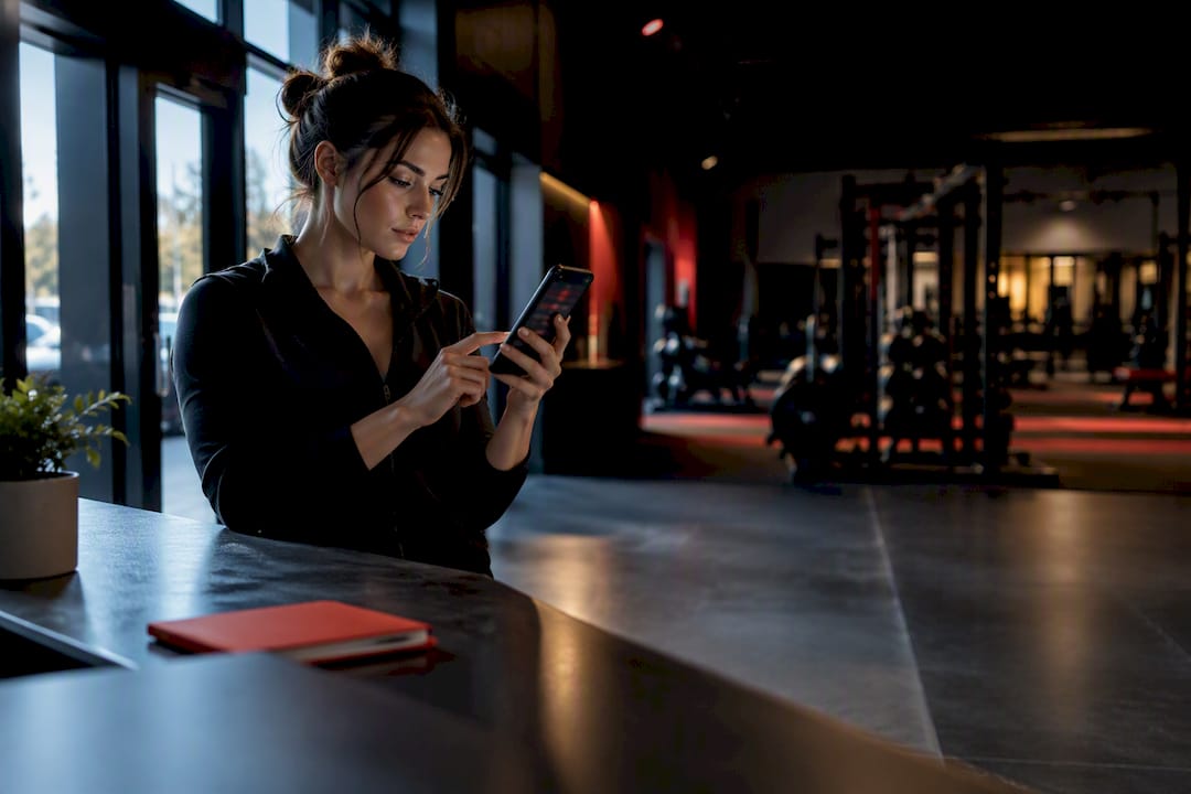Gym manager reviewing a prospect inquiry