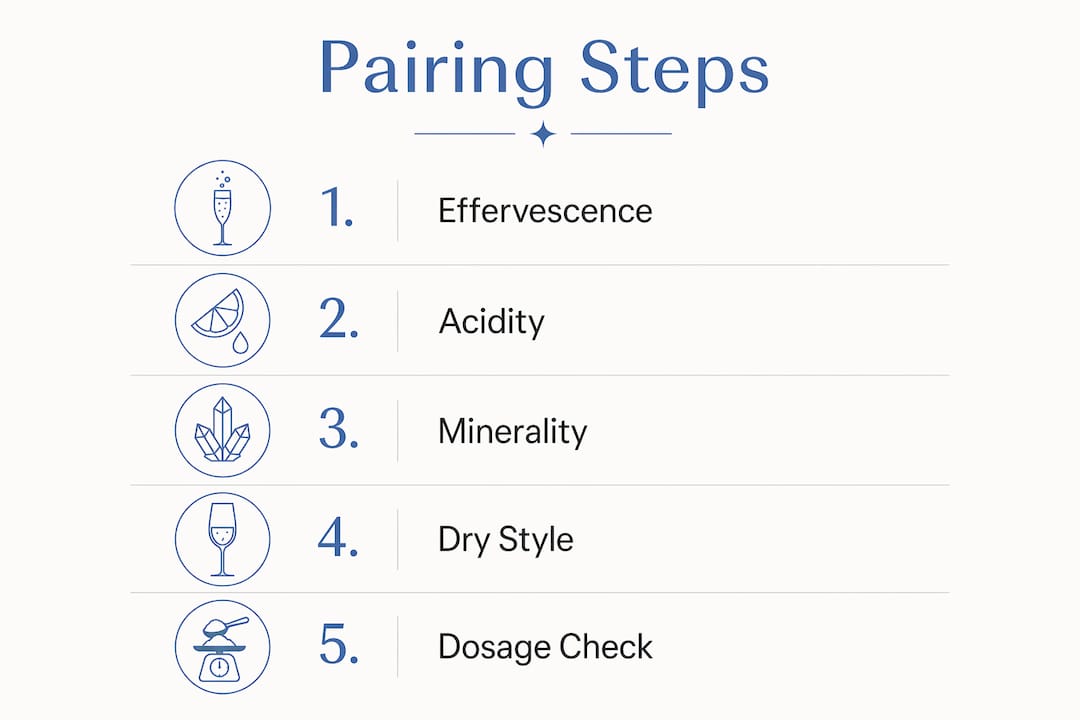 Infographic showing caviar and champagne pairing steps