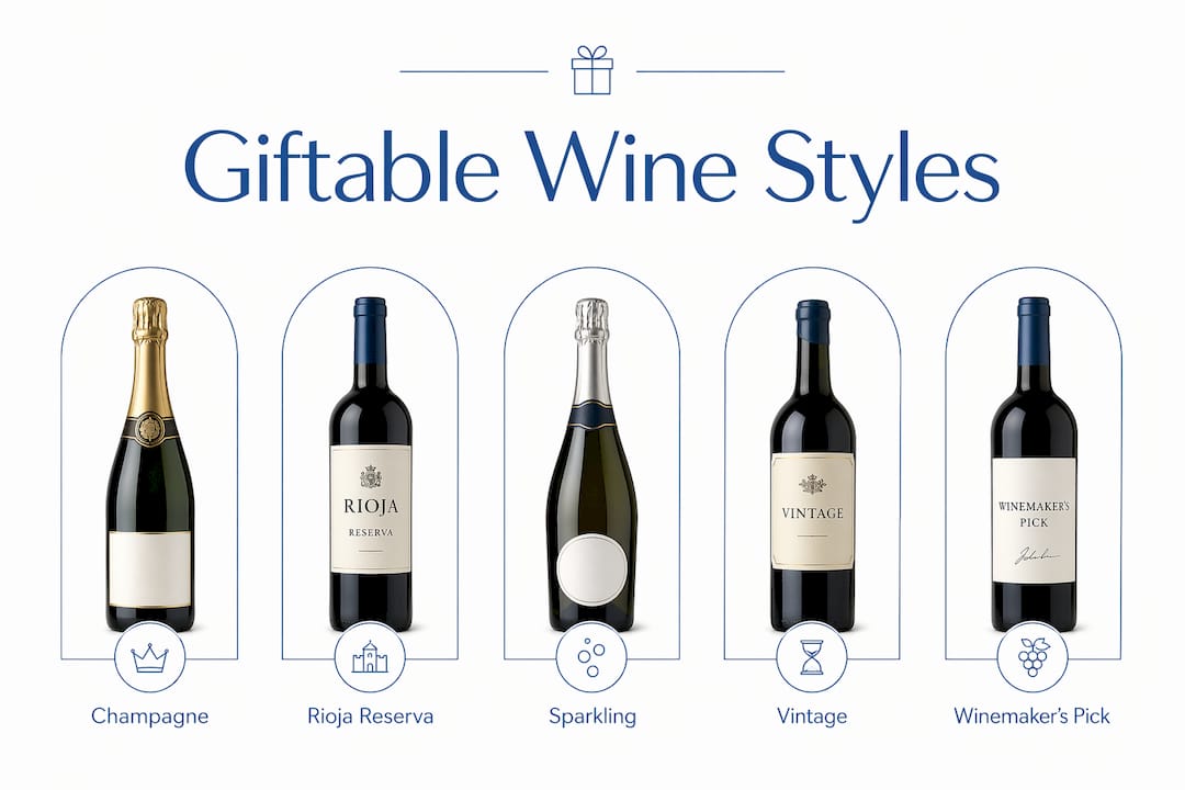 Infographic showing ranked giftable wine styles