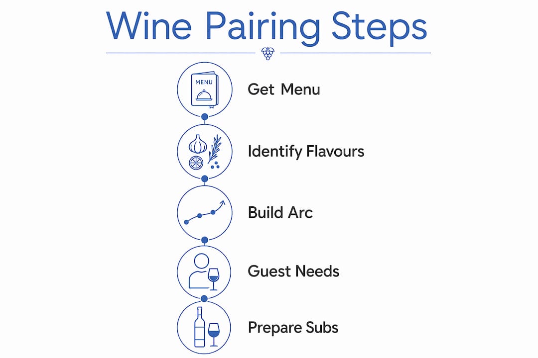 Infographic showing step-by-step wine pairing process