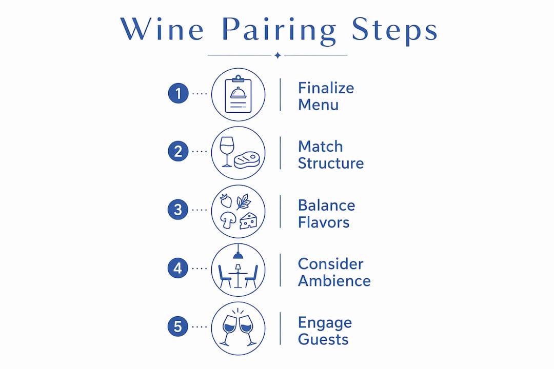Infographic illustrating step-by-step wine pairing principles