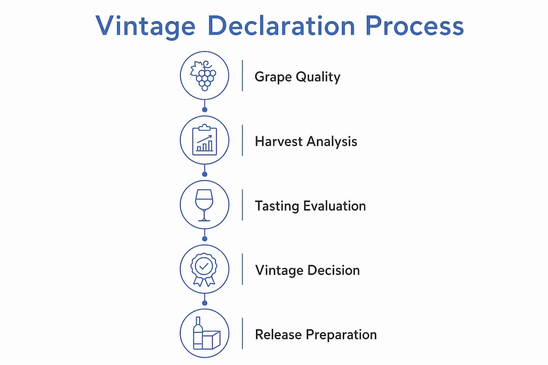 Infographic outlining vintage champagne declaration steps