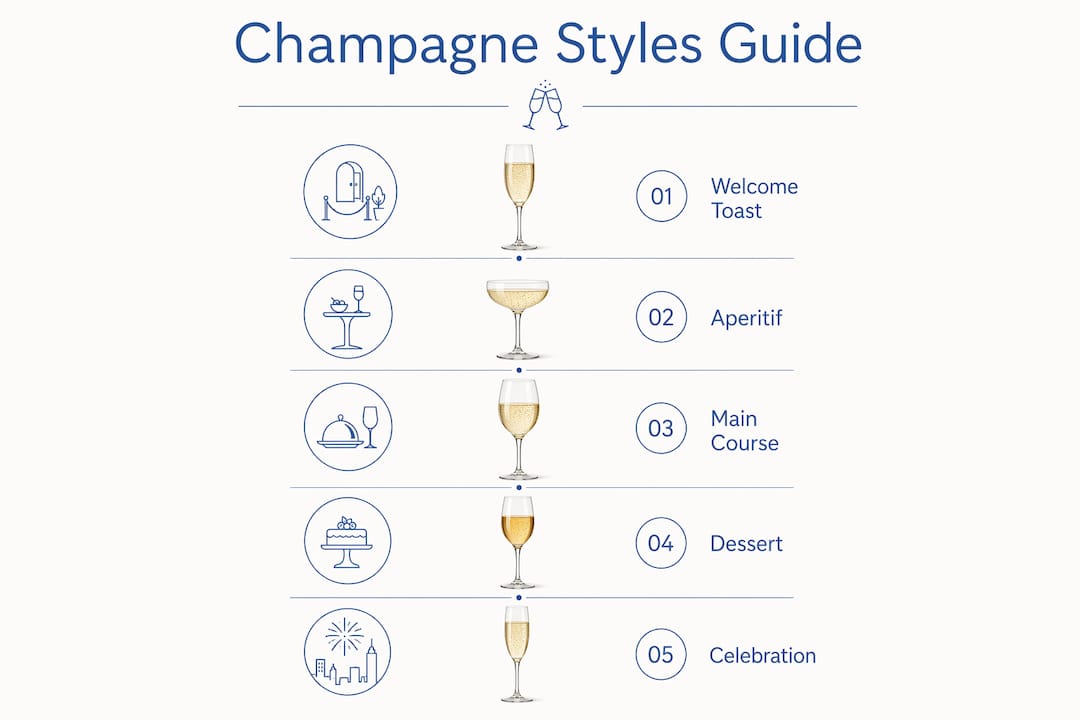 Infographic illustrating champagne styles by event moment