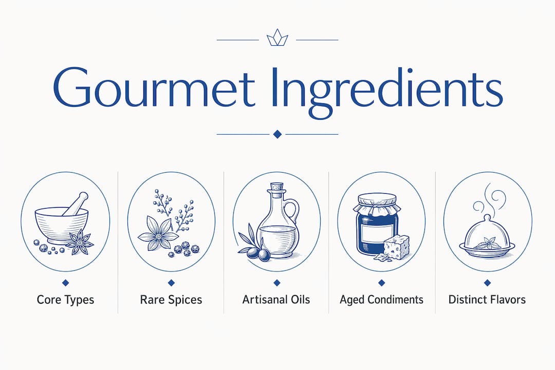 Infographic illustrating gourmet ingredient categories