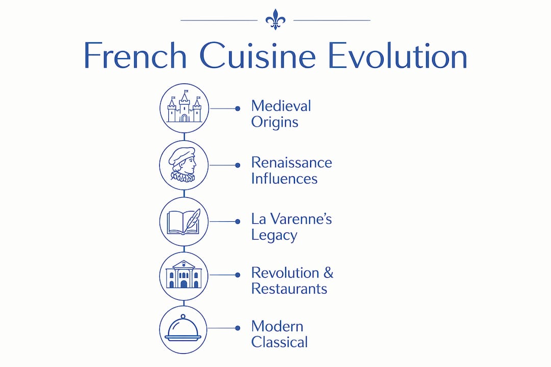 Infographic showing stages of French cuisine evolution
