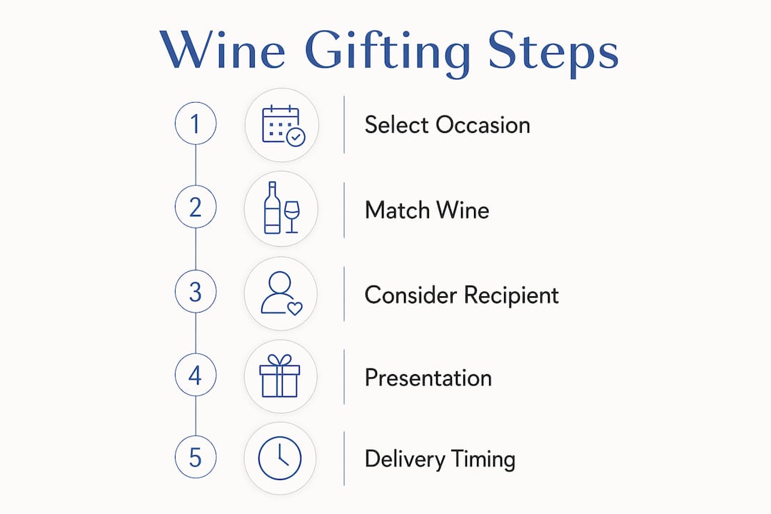 Infographic outlining five steps for wine gifting