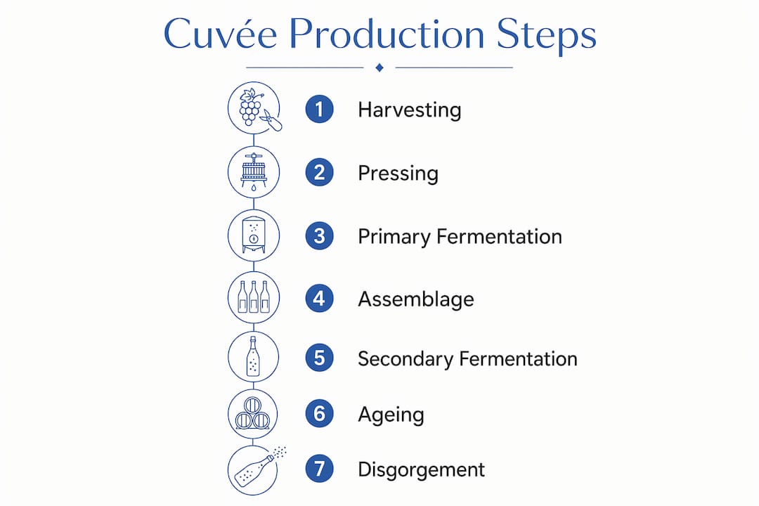 Infographic showing production steps of cuvée wine