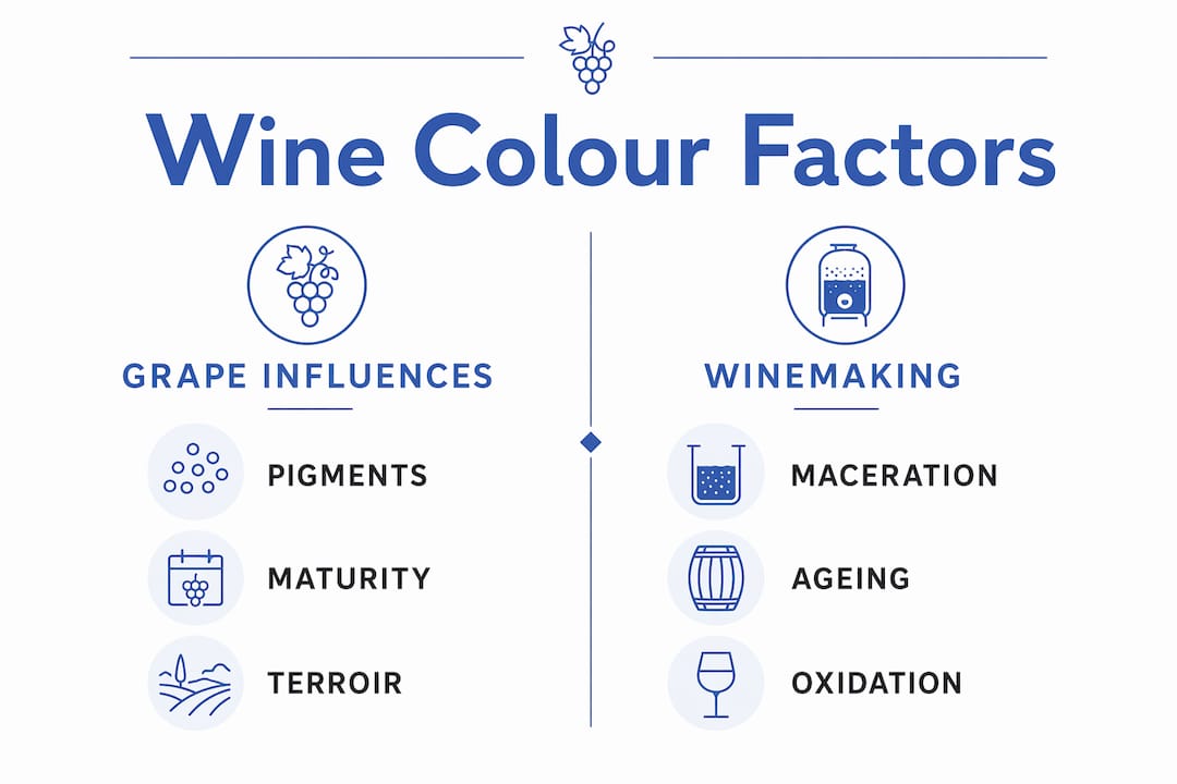 Infographic comparing grape and winemaking colour factors