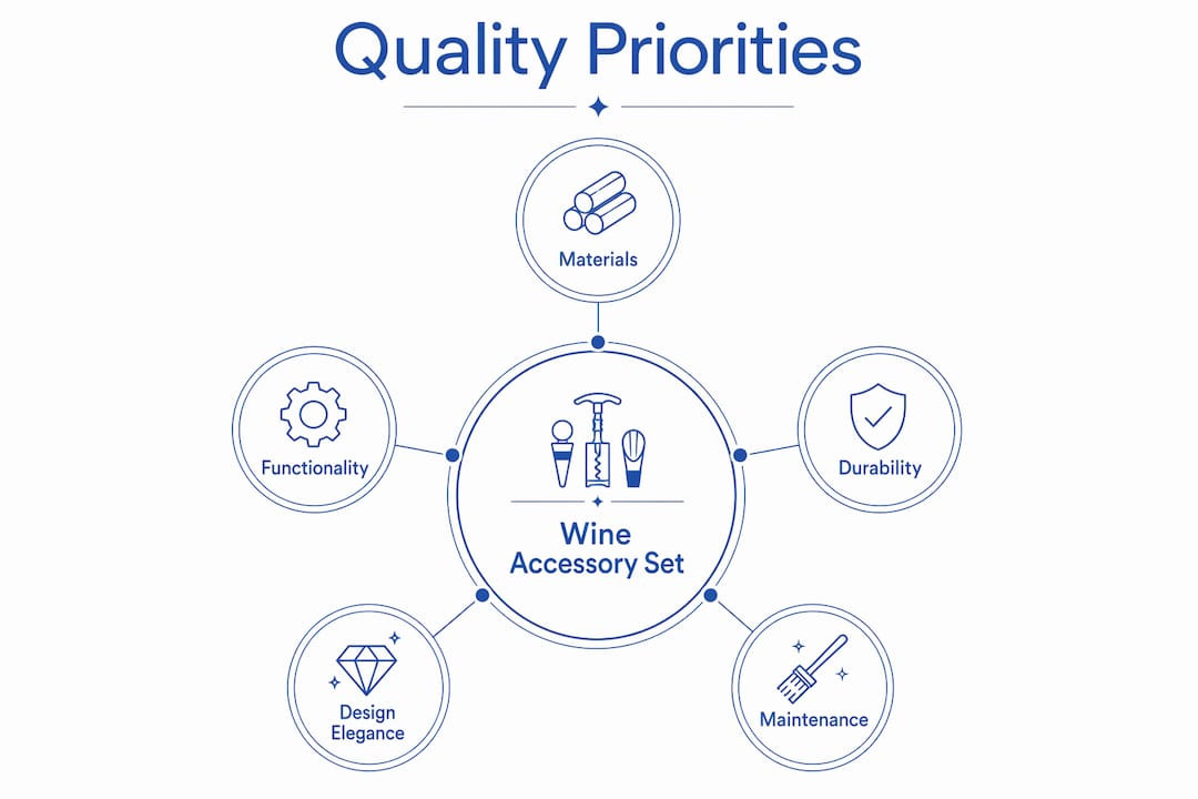 Infographic showing quality priorities in wine accessory sets