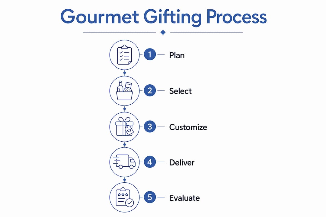 Infographic outlining gourmet corporate gifting process steps