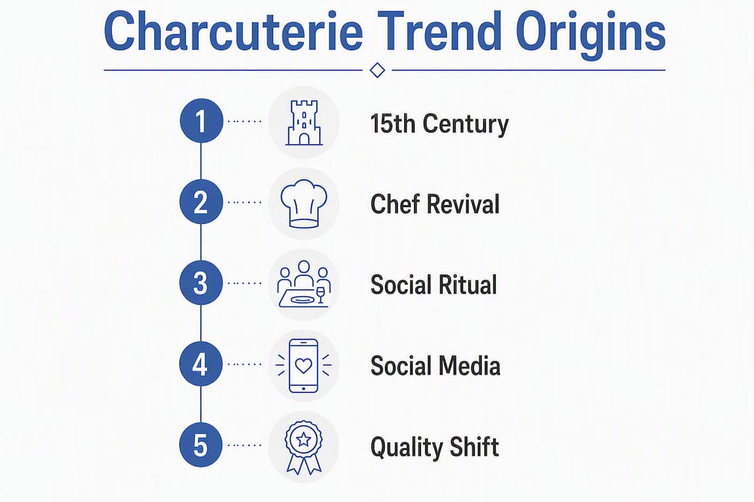 Infographic showing timeline of charcuterie trend development