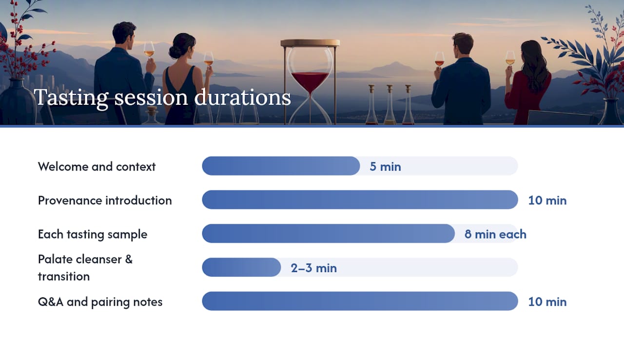 Timeline of guided tasting session steps and durations