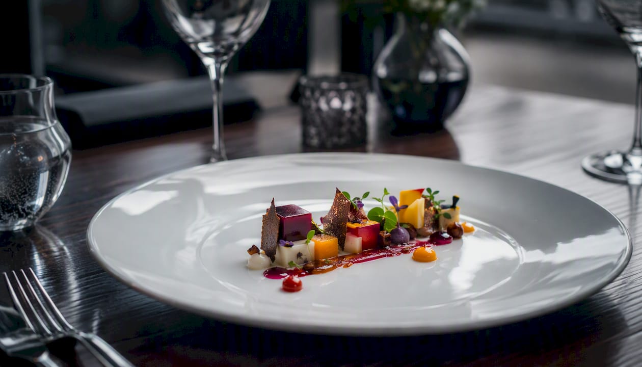 Artistic plating of gourmet dish