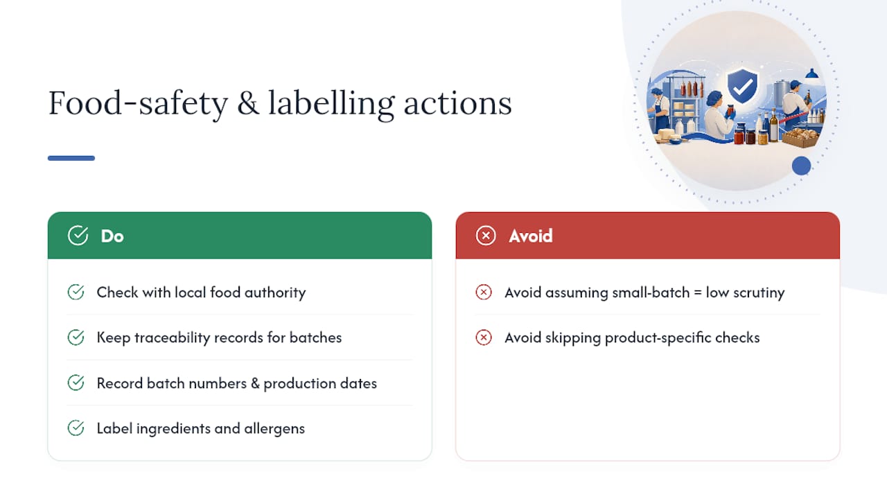 What food-safety and labelling rules apply to artisan producers? — overview diagram
