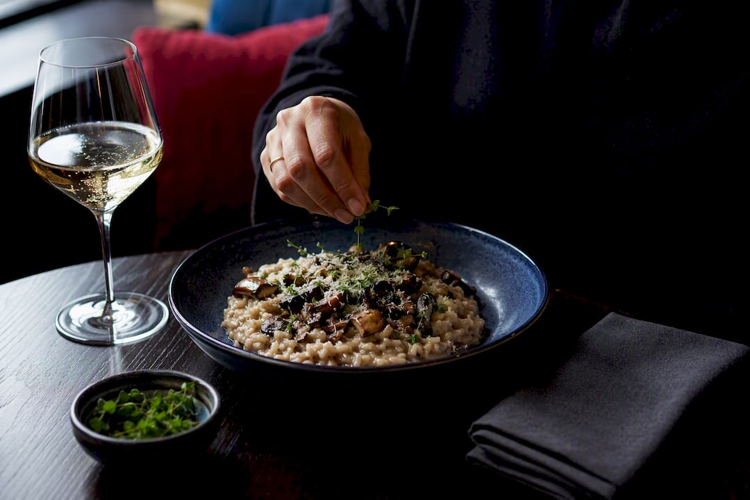 Wild mushroom risotto with Champagne