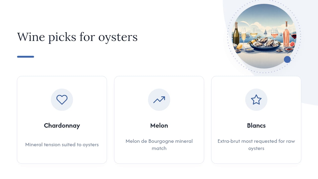 What does Aptent recommend for an oyster and wine pairing? — overview diagram