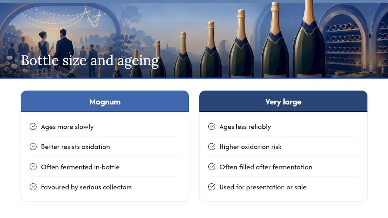 Does bottle size change how champagne ages? — overview diagram