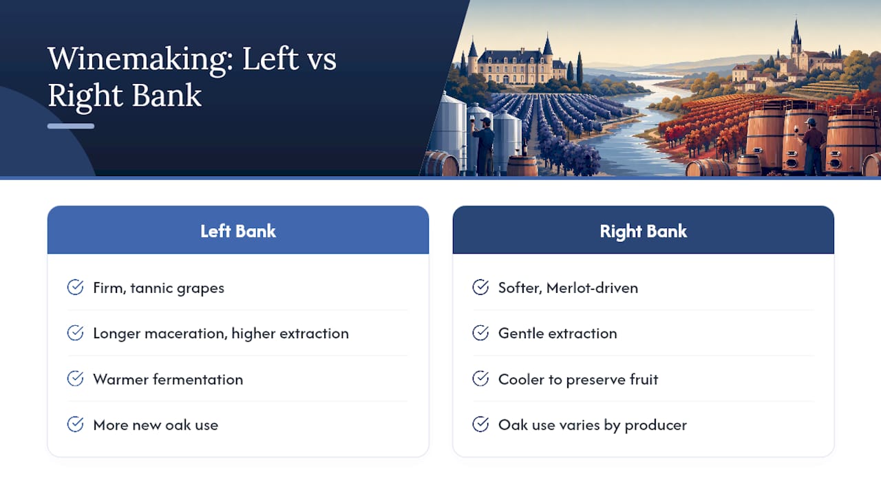 Left Bank and Right Bank winemaking comparison