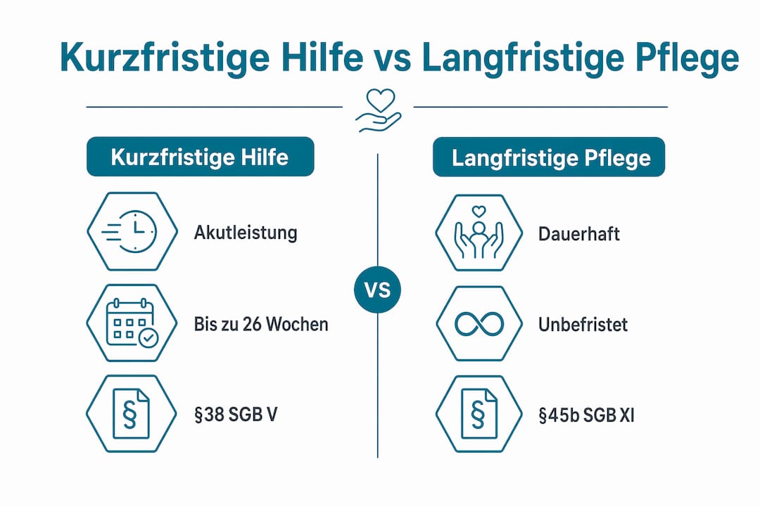 Übersicht: Was unterscheidet eine kurzfristige Unterstützung im Haushalt von einer dauerhaften Pflege?