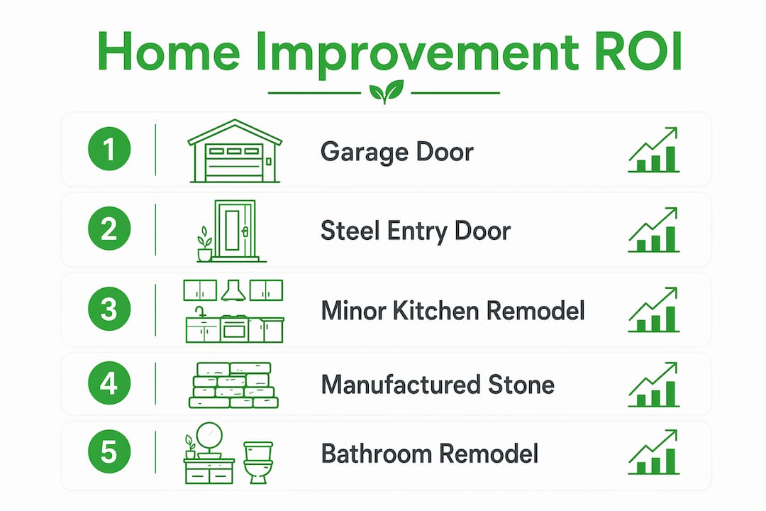Infographic showing ranked home improvement ROI
