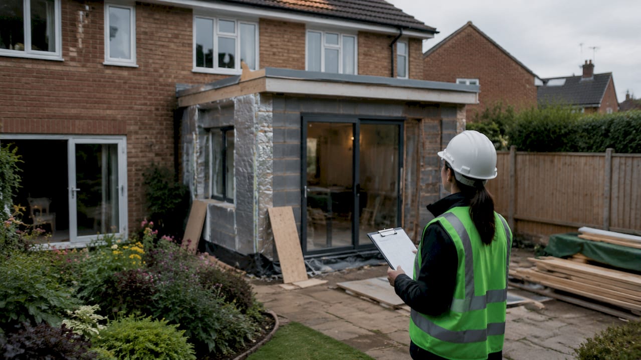 Home with new bump-out extension under construction