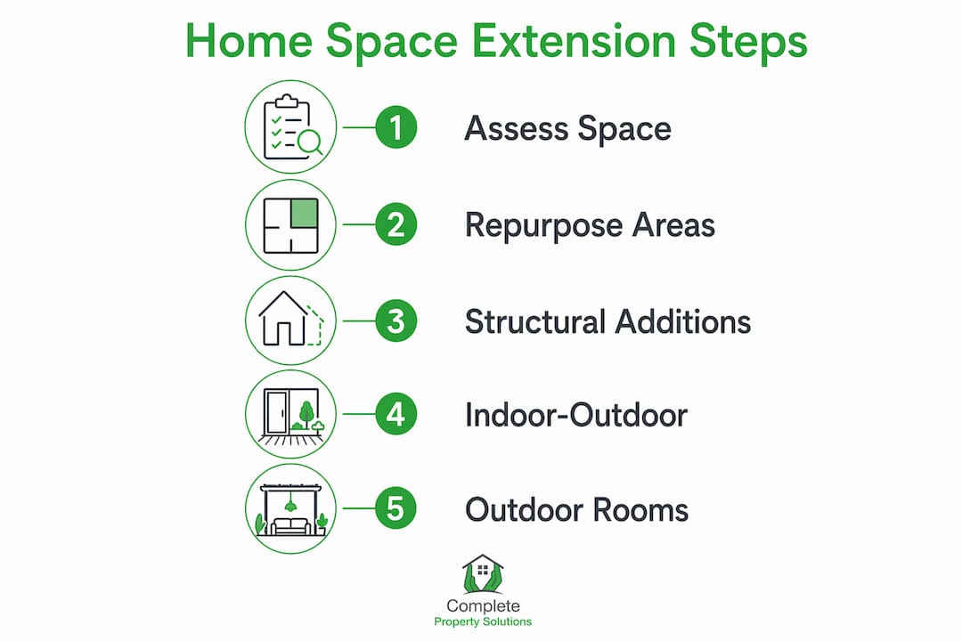 Infographic outlining steps to extend home living area