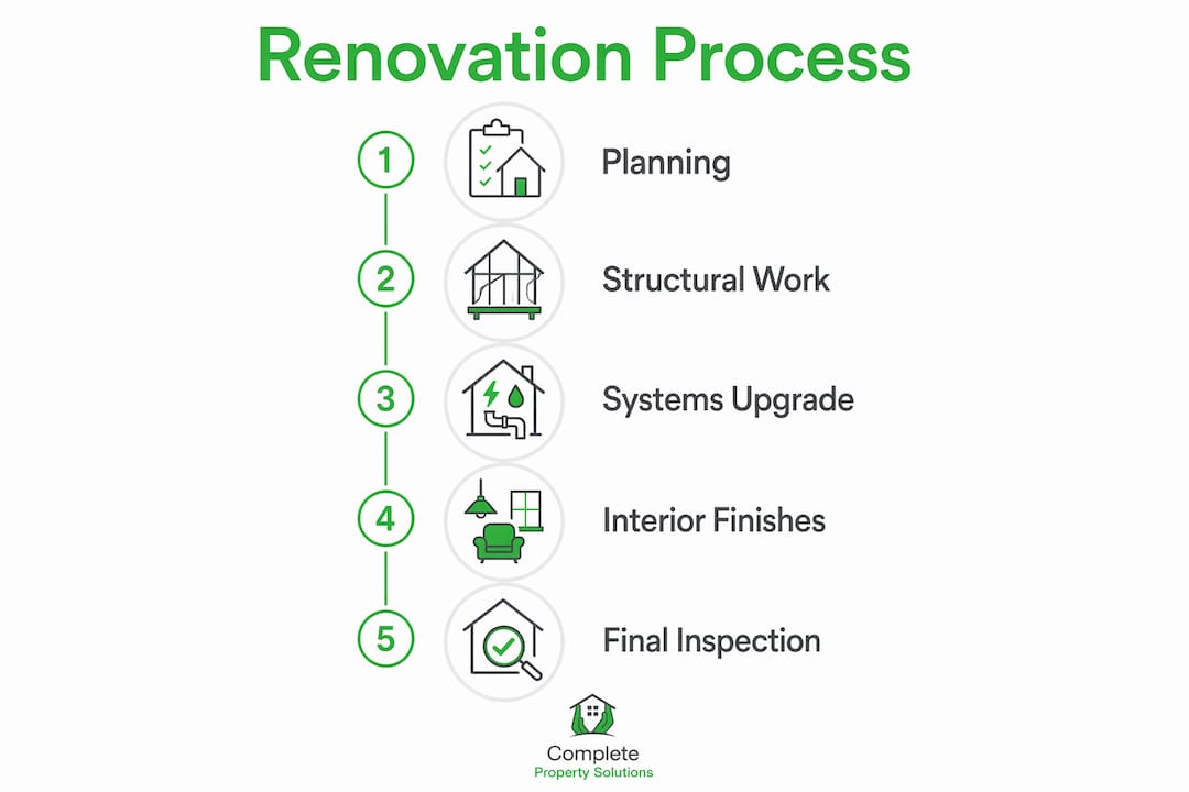 Infographic showing full house renovation steps