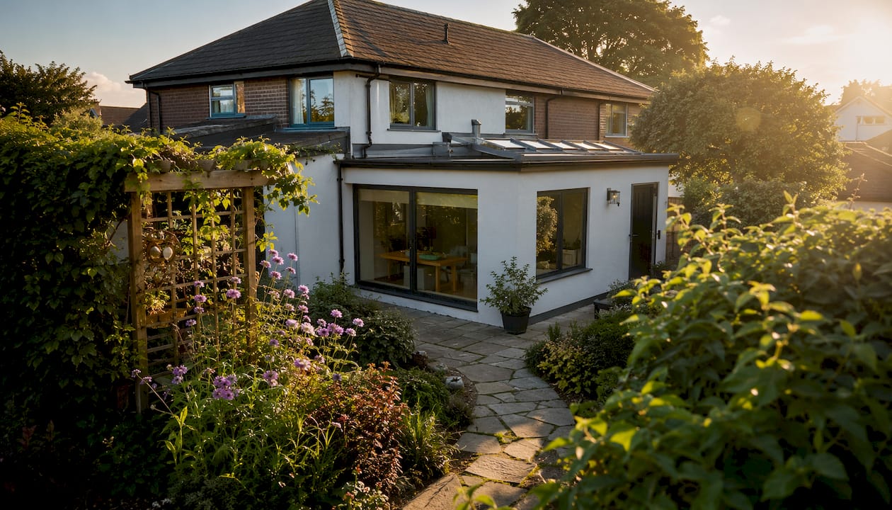 Detached house with single-storey rear extension
