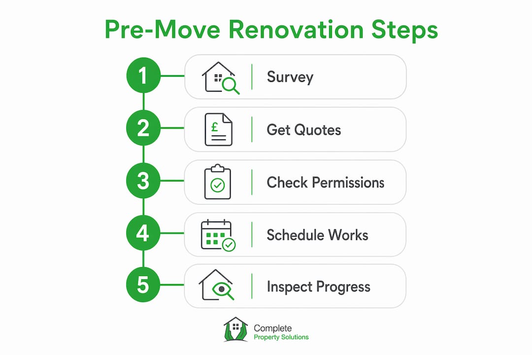 Infographic outlining pre-move renovation steps