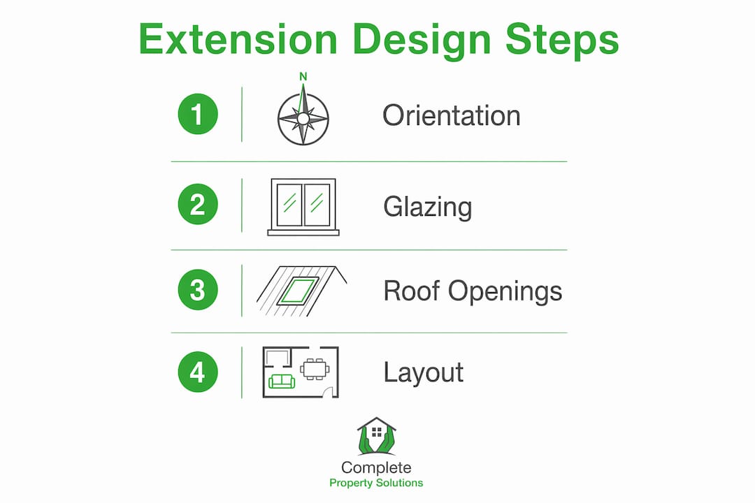 Infographic showing key design steps for extensions