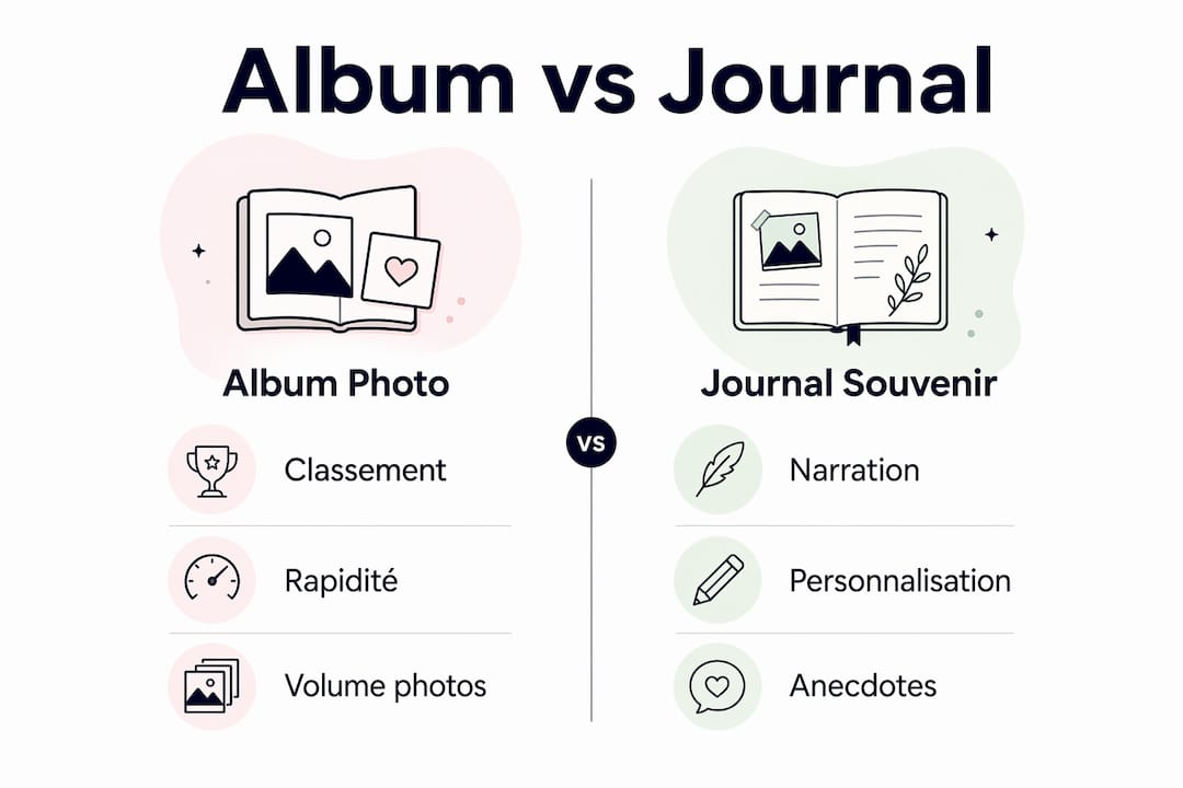 Infographie : album photo ou carnet de souvenirs, lequel choisir ?