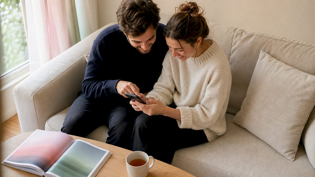 Une personne invite ses amis à rejoindre un album Google Photos depuis son smartphone.