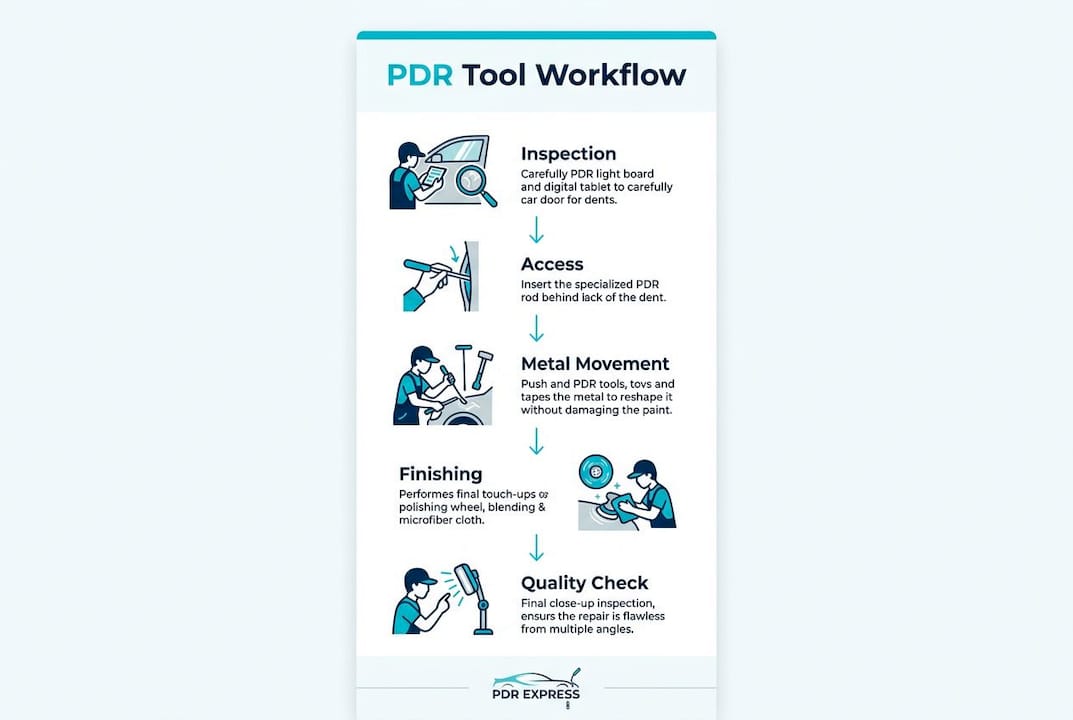 Infographic showing PDR tool workflow stages