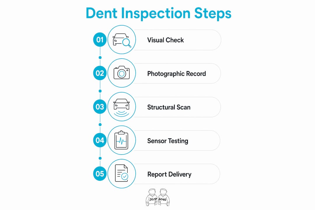 Infographic outlining key steps in dent inspection process