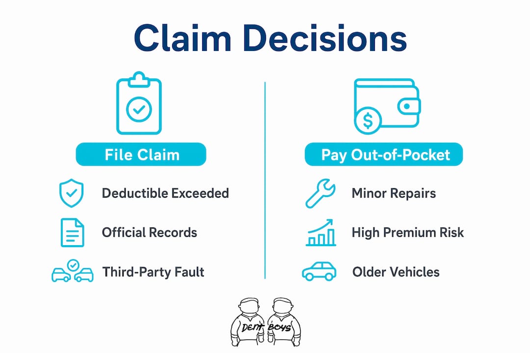 Infographic comparing filing insurance claim vs paying out of pocket