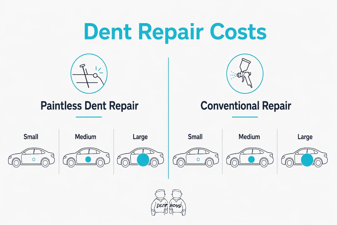 Infographic comparing dent repair costs by method