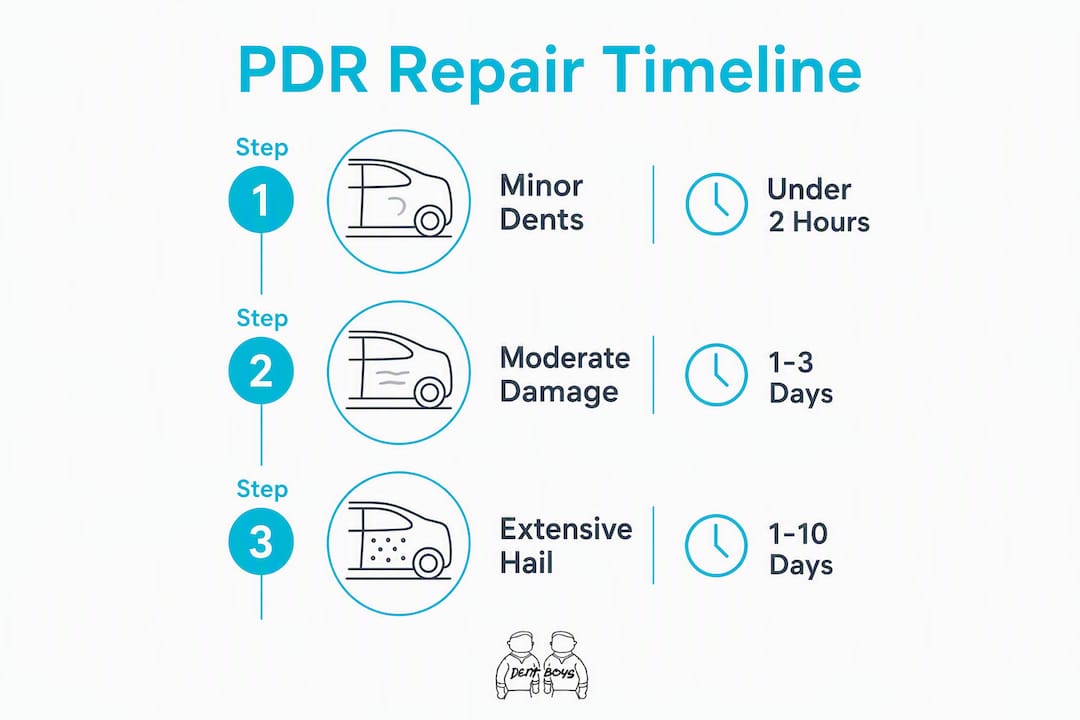 Infographic showing paintless dent repair timelines