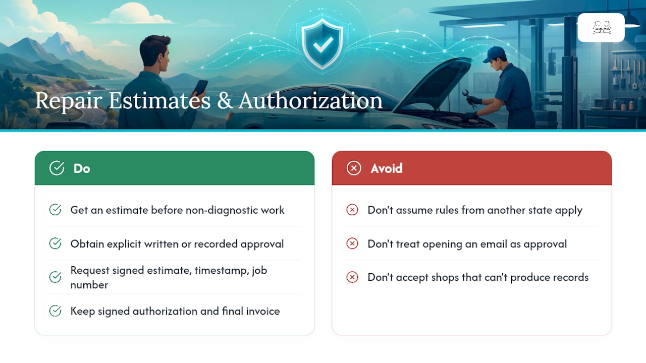 What Do State Laws Require for Repair Estimates and Authorization? — overview diagram
