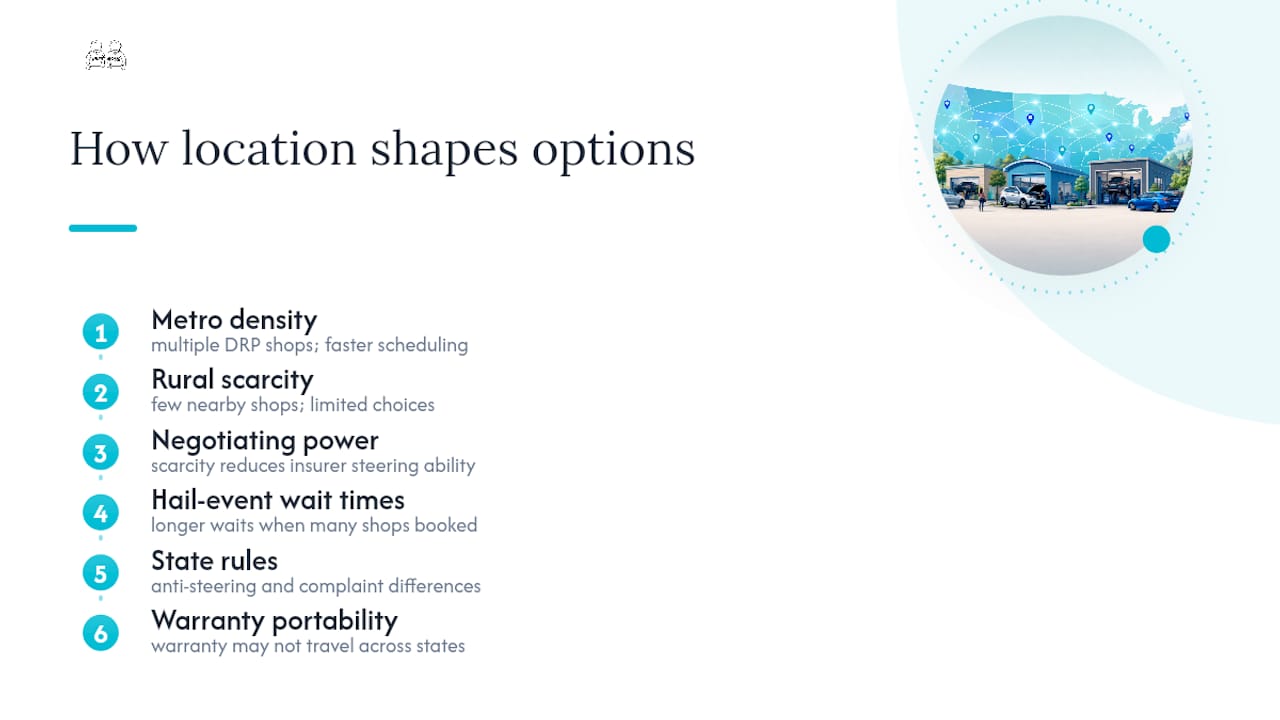 Factors shaping local repair shop options