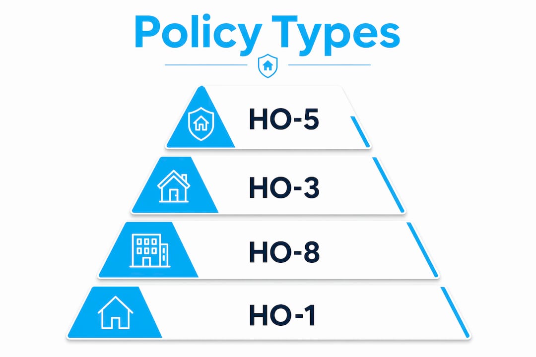 Hierarchy infographic of homeowners insurance policy types