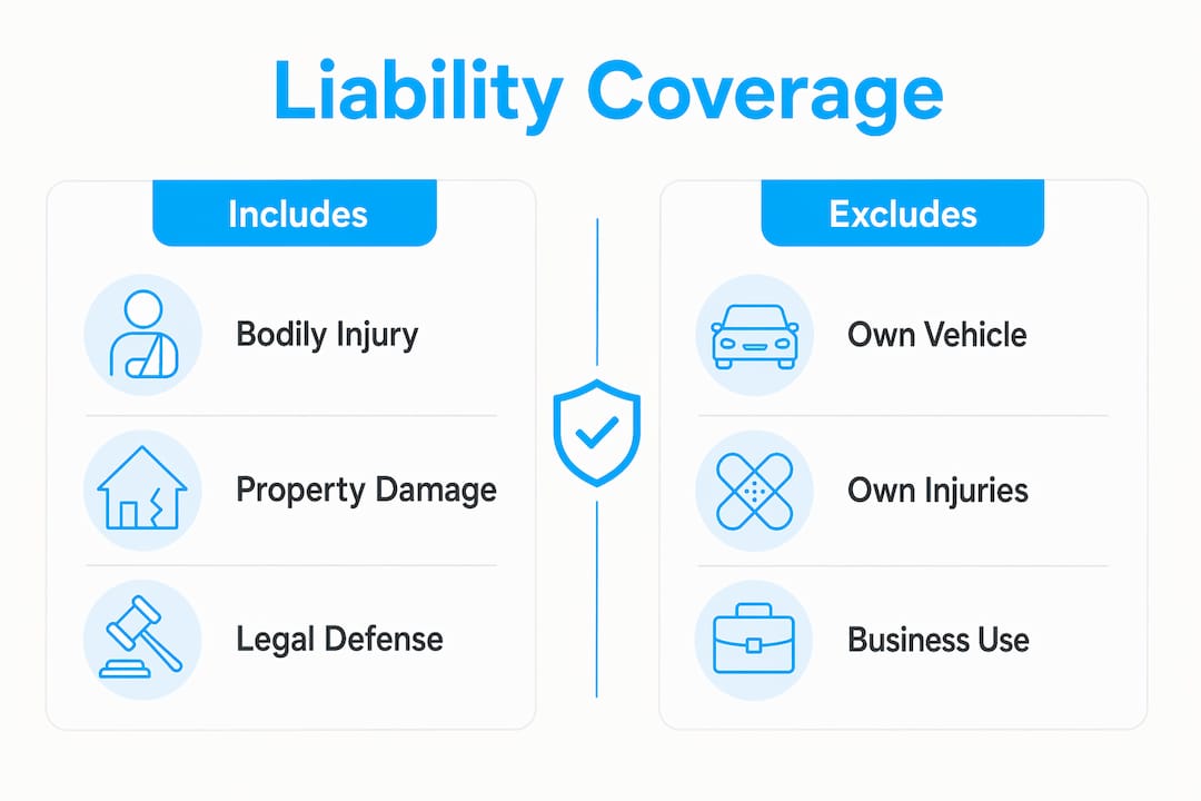 Infographic comparing included and excluded auto liability coverage