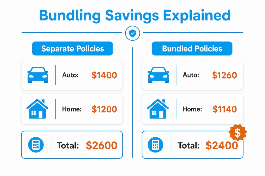 Infographic comparing separate vs bundled insurance savings